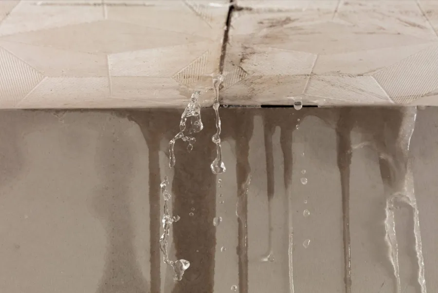 Water leaking through a ceiling